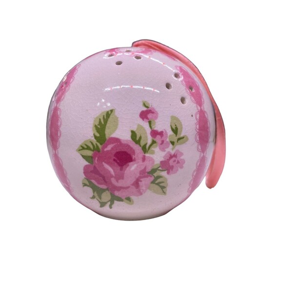 Vintage Ceramic Potpourri Pomander Hanging Ball Floral Pink w/Potpourri - Picture 4 of 8